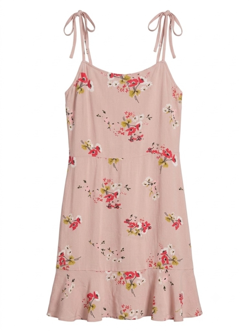 Express Pink Floral Tie-Strap Smocked Midi Dress- Size Small